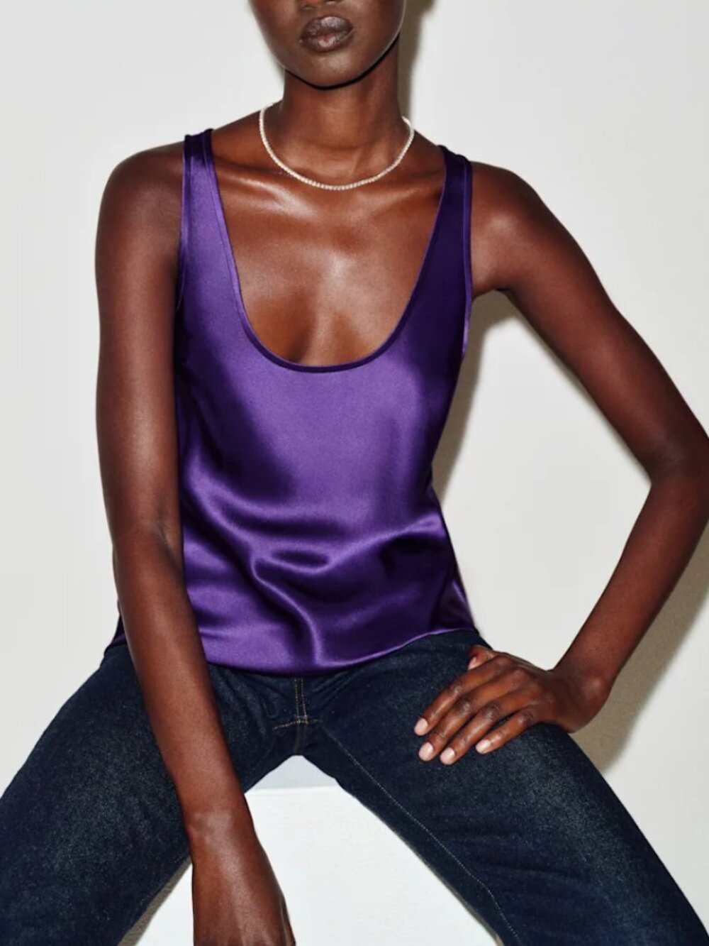 Reformation Veya Silk Top - Purple Minimalist Quiet Lux French